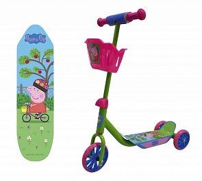 Самокат из серии Peppa 3-х колесный, PVC колеса 6"/5", корзина (1toy, Т11699)